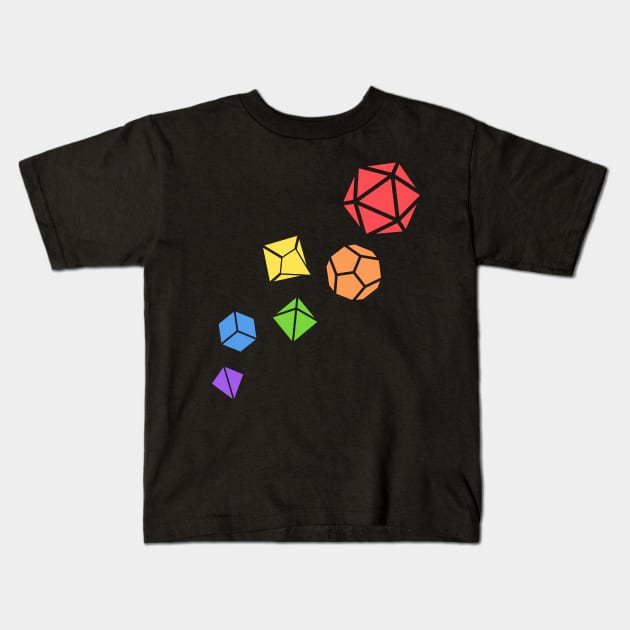 Rainbow Polyhedral D20 Dice Set TRPG Tabletop RPG Gaming Addict Kids T-Shirt by dungeonarmory